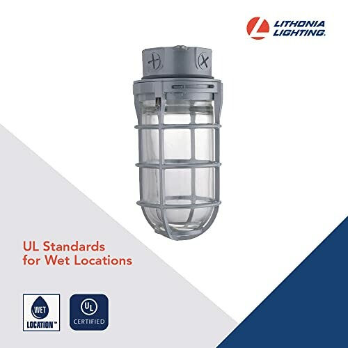 Industrial light fixture with UL standards for wet locations.