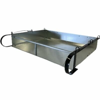 Rectangular metal tray with handles